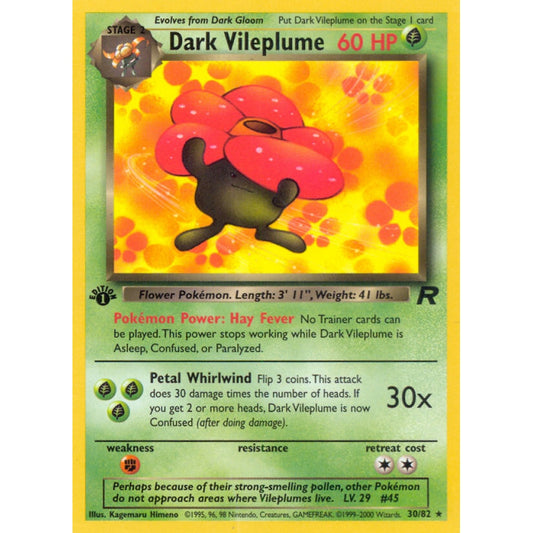Dark Vileplume Rare 30/82 Pokemon Card Game Team Rocket