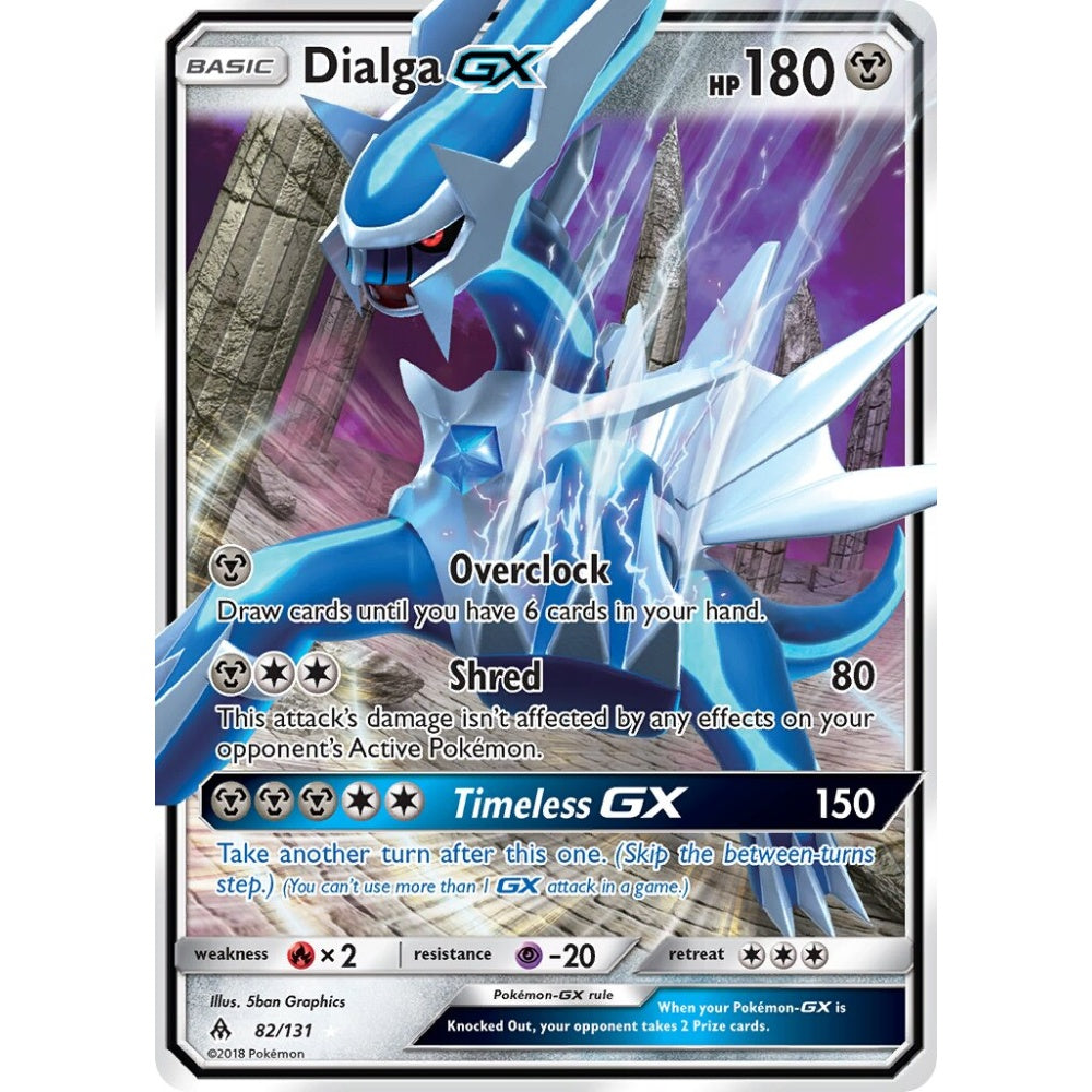 Dialga-GX Rare Holo GX 82/131 Pokemon Card Game Forbidden Light