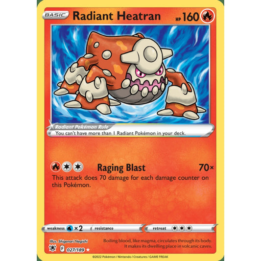 Radiant Heatran Radiant Rare 027/189 Pokemon Card Game Astral Radiance