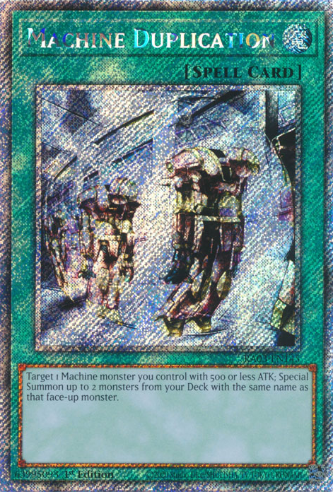Machine Duplication RA03-EN145 Platinum Platinum Secret Rare Yu-Gi-Oh Quarter Century Bonanza in Art
