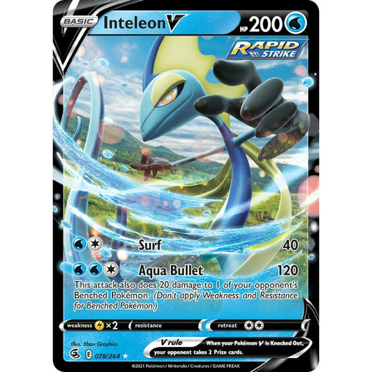 Inteleon V Holo Rare V 078/264 Pokemon Card Game Fusion Strike