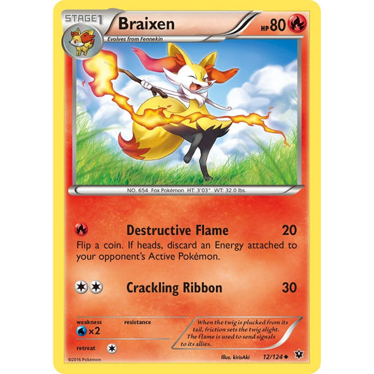 Braixen Uncommon 12/124 Pokemon Card Game Fates Collide