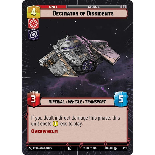 Decimator of Dissidents, U, JTL 872) Hyperspace Foil, Star Wars Unlimited