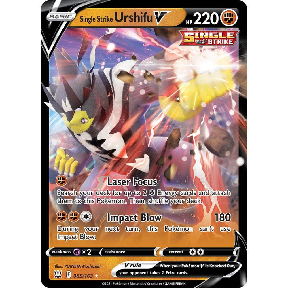 Single Strike Urshifu V Holo Rare V 085/163 Pokemon Card Game Battle Styles