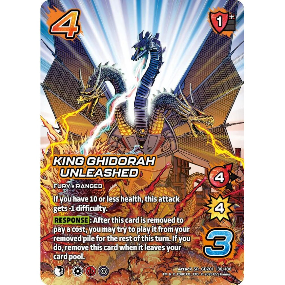 King Ghidorah Unleashed GDZ01 136/186 GDZ01 Universus Godzilla: Reign of Kaiju Attack SR