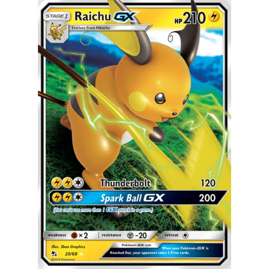 Raichu-GX Double Rare 20/68 Pokemon Card Game Hidden Fates
