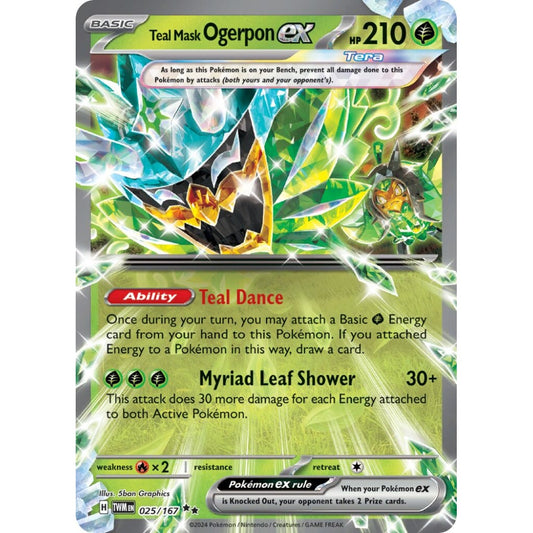 Teal Mask Ogerpon ex Double Rare 025/167 Pokemon Card Game Twilight Masquerade