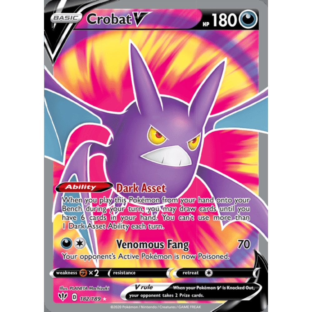 Crobat V Full Art 182/189 Pokemon Card Game Darkness Ablaze