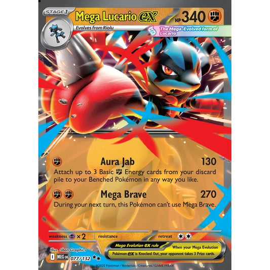Mega Lucario ex Double Rare 077/132 Pokemon Card Game Mega Evolution