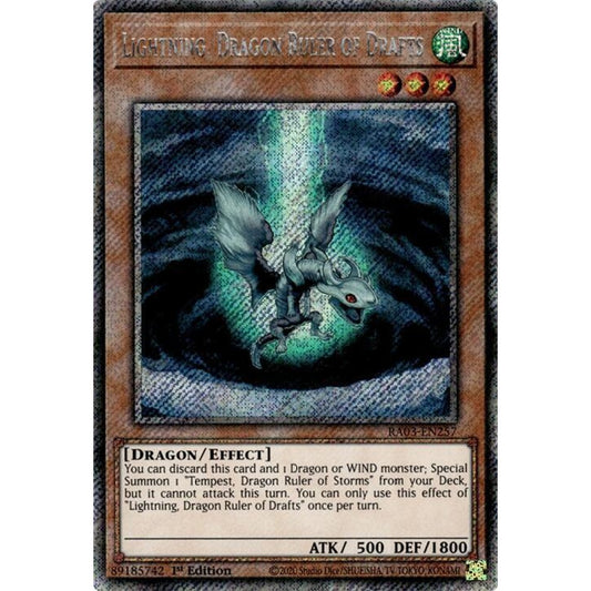 Lightning, Dragon Ruler of Drafts (Platinum Secret Rare) RA03-EN257 Platinum Rare Yu-Gi-Oh Quarter Century Bonanza