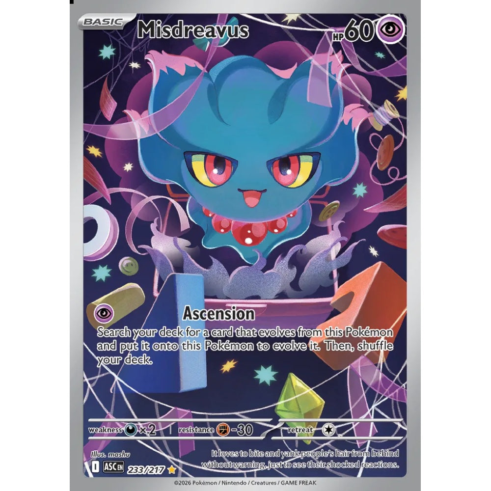 Misdreavus Illustration Rare 233/217 Pokemon Card Game Ascended Heroes