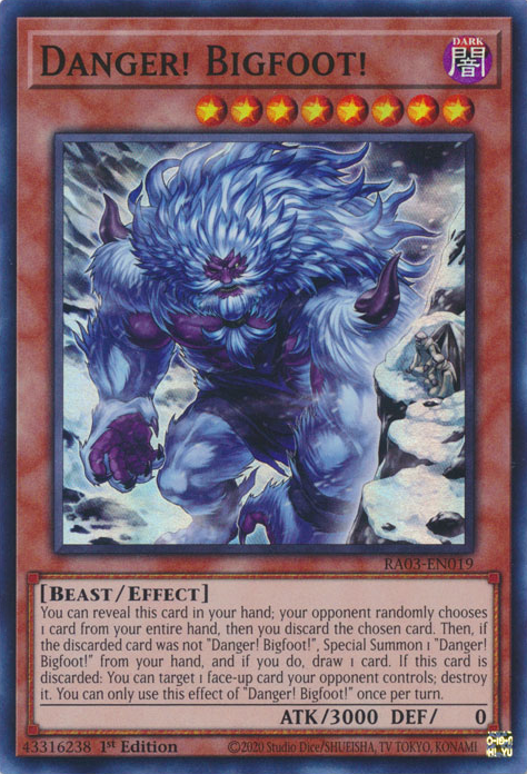 Danger! Bigfoot! RA03-EN019 Platinum Platinum Secret Rare Yu-Gi-Oh Quarter Century Bonanza in Alt-Art Art