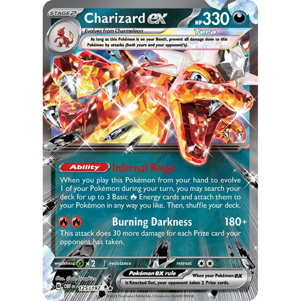 Charizard ex Double Rare 125/197 Pokemon Card Game Obsidian Flames