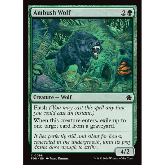 Ambush Wolf, 98, common, Magic: The Gathering, Foundations