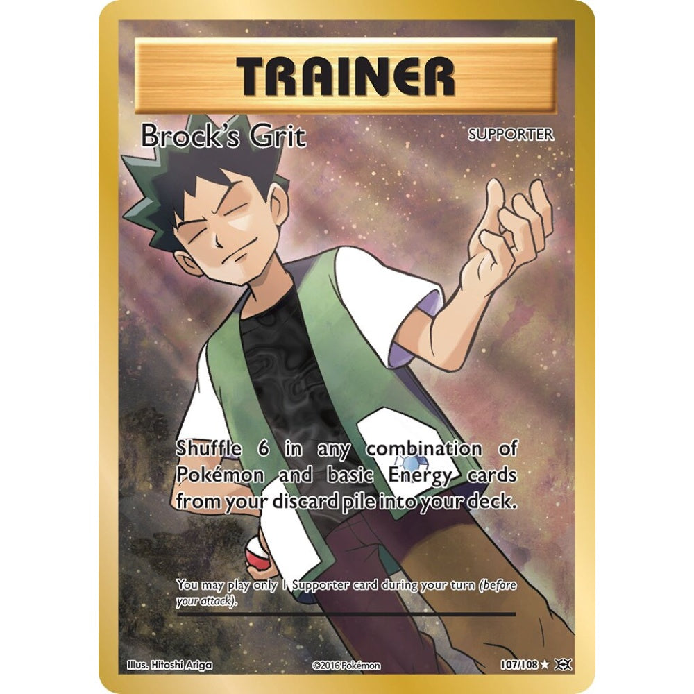 Brock's Grit Rare Ultra 107/108 Pokemon Card Game Evolutions