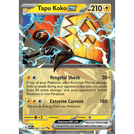 Tapu Koko ex Double Rare 068/182 Pokemon Card Game Paradox Rift