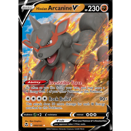 Hisuian Arcanine V Double Rare 090/195 Pokemon Card Game Silver Tempest