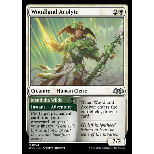 Woodland Acolyte // Mend the Wilds, uncommon, 241, Magic the Gathering, Wilds of Eldraine