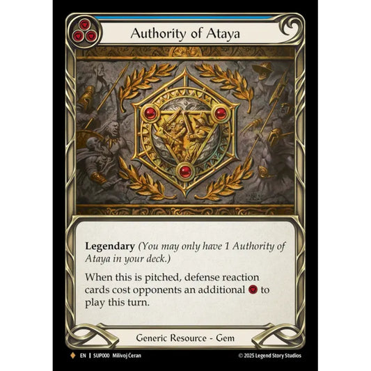 Authority of Ataya SUP000-RF Fabled Flesh & Blood Trading Card Game Super Slam in Rainbow Foil Art