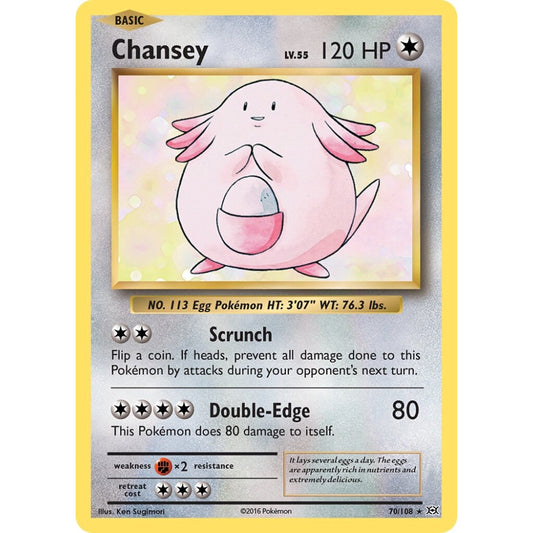 Chansey Rare Holo 70/108 Pokemon Card Game Evolutions