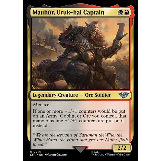 Mauhúr, Uruk-hai Captain, uncommon, 214, Magic the Gathering, The Lord of the Rings: Tales of Middle-earth