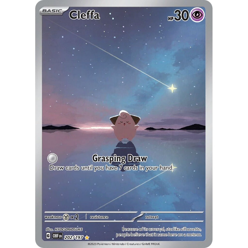 Cleffa Illustration Rare 202/197 Pokemon Card Game Obsidian Flames