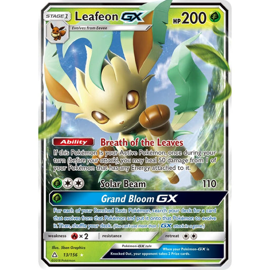 Leafeon-GX Rare Holo GX 13/156 Pokemon Card Game Ultra Prism