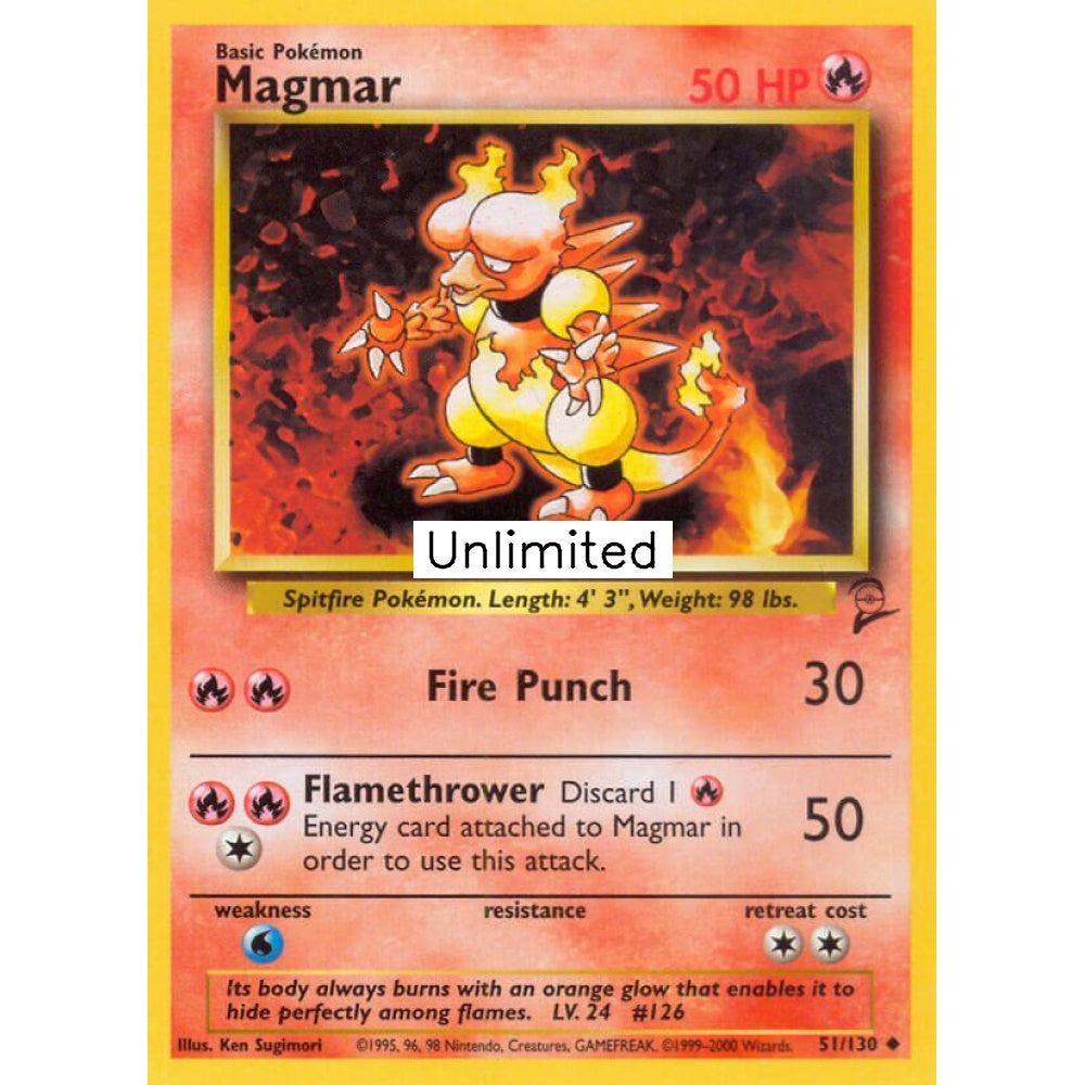 Magmar Uncommon 51/130 Pokemon Card Game Base Set 2