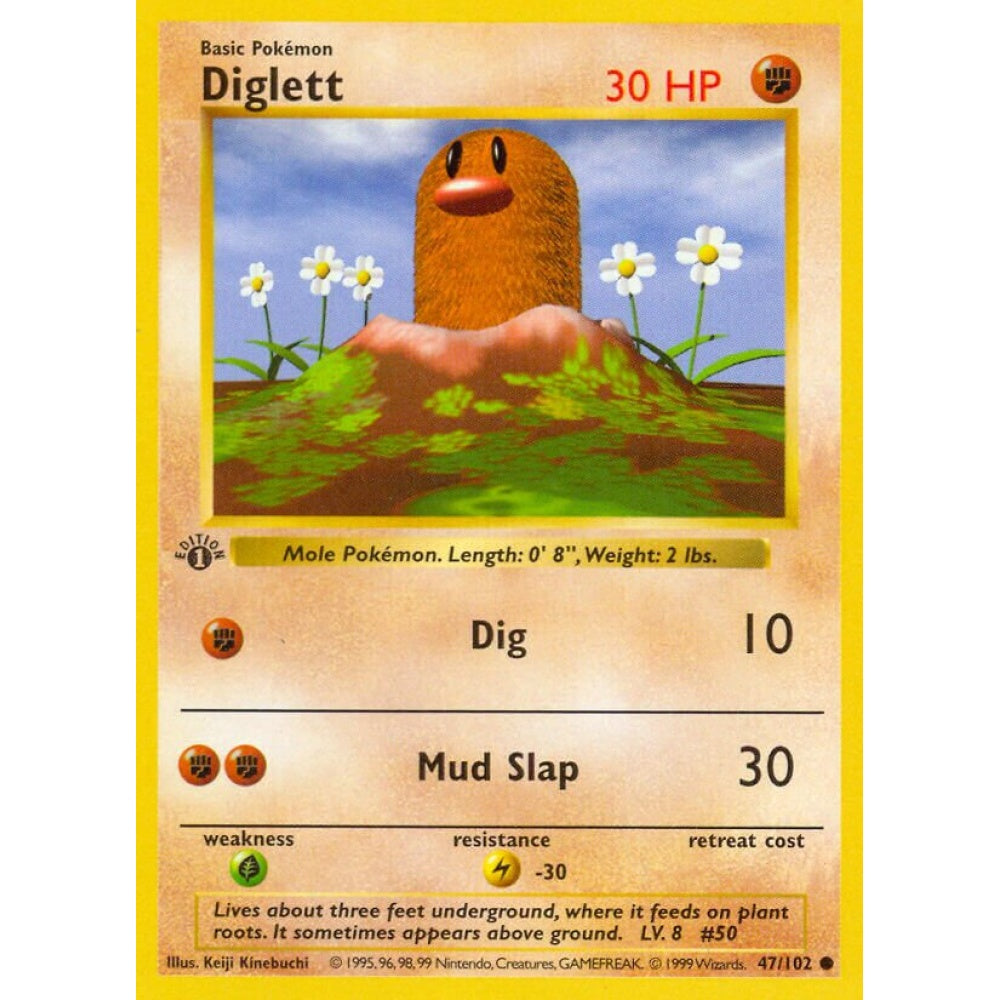 Diglett Common 47/102 Pokemon Card Game Base Set