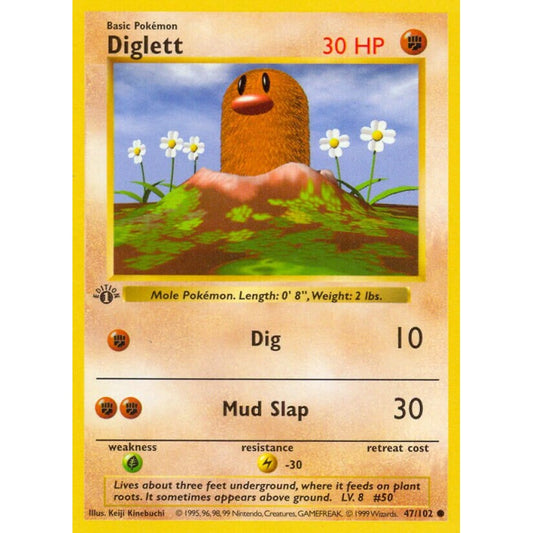 Diglett Common 47/102 Pokemon Card Game Base Set