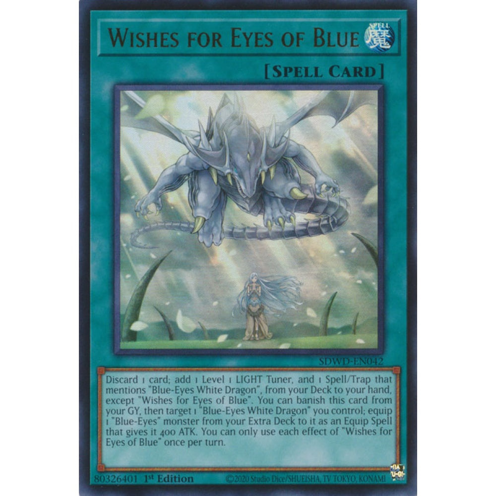 Wishes for Eyes of Blue SDWD-EN042 Secret Secret Rare Yu-Gi-Oh Structure Deck: Blue-Eyes White Destiny in Art