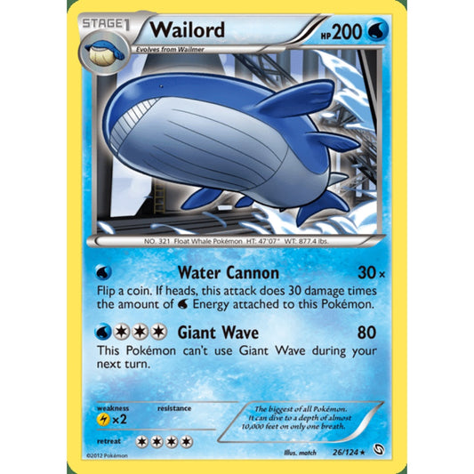 Wailord Holo Rare 26/124 Pokemon Card Game Dragons Exalted