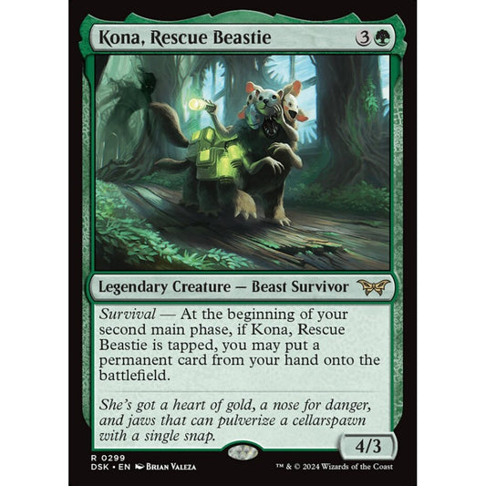 Kona, Rescue Beastie, 299, rare, Magic: The Gathering, Duskmourn: House of Horror