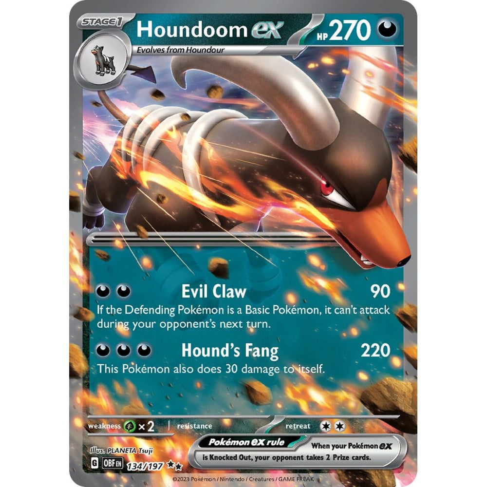 Houndoom ex Double Rare 134/197 Pokemon Card Game Obsidian Flames