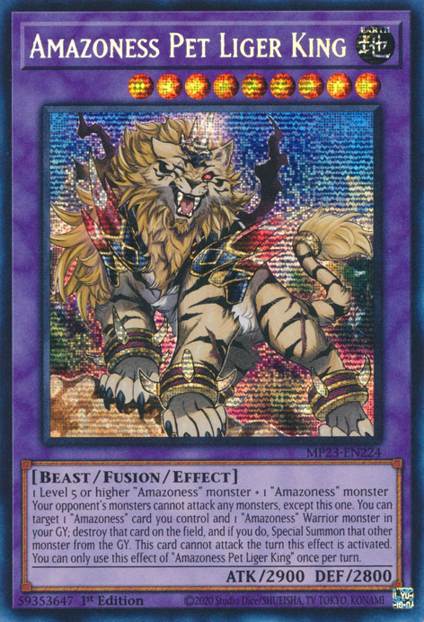 Amazoness Pet Liger King MP23-EN224 Prismatic Prismatic Secret Rare Yu-Gi-Oh 25th Anniversary Tin: Dueling Heroes Mega Pack in Art