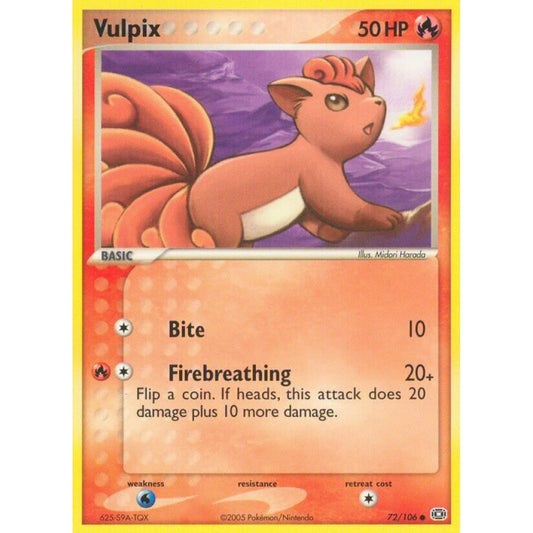 Vulpix Common 72/106 Pokemon Card Game EX Emerald