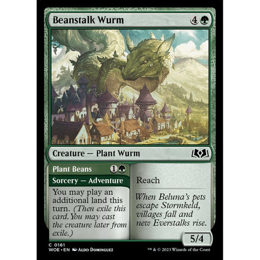 Beanstalk Wurm // Plant Beans, common, 161, Magic the Gathering, Wilds of Eldraine