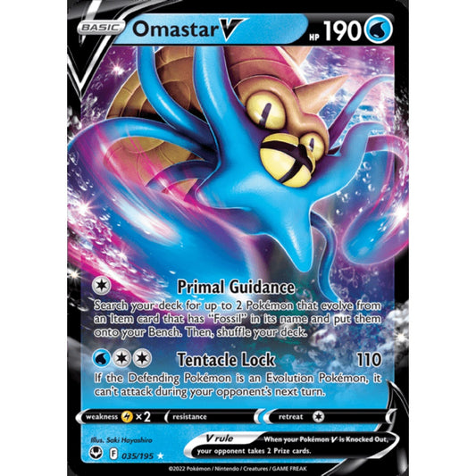 Omastar V Double Rare 035/195 Pokemon Card Game Silver Tempest
