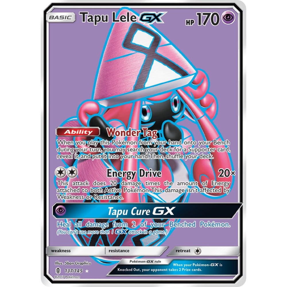 Tapu Lele-GX Rare Ultra 137/145 Pokemon Card Game Guardians Rising