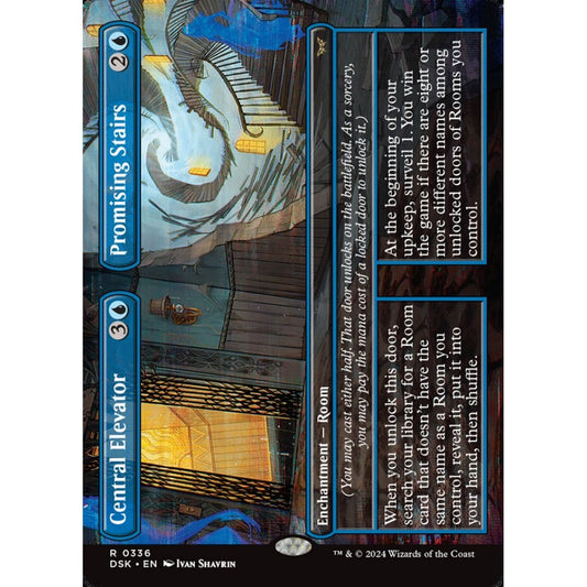 Central Elevator // Promising Stairs, 336, rare, Magic: The Gathering, Duskmourn: House of Horror