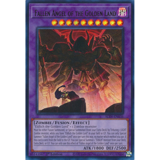 Fallen Angel of the Golden Land ALIN-EN036 QCR Quarter Century Secret Rare Yu-Gi-Oh Alliance Insight in Art