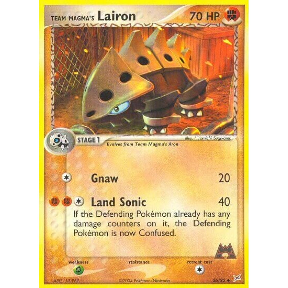 Team Magma's Lairon Uncommon 36/95 Pokemon Card Game EX Team Magma vs Team Aqua