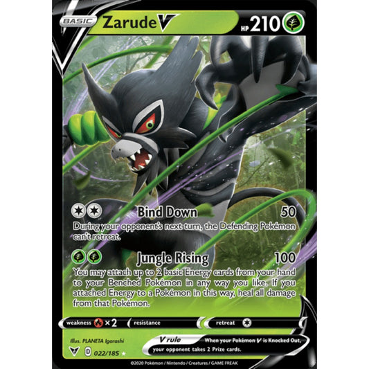 Zarude V Double Rare 022/185 Pokemon Card Game Vivid Voltage