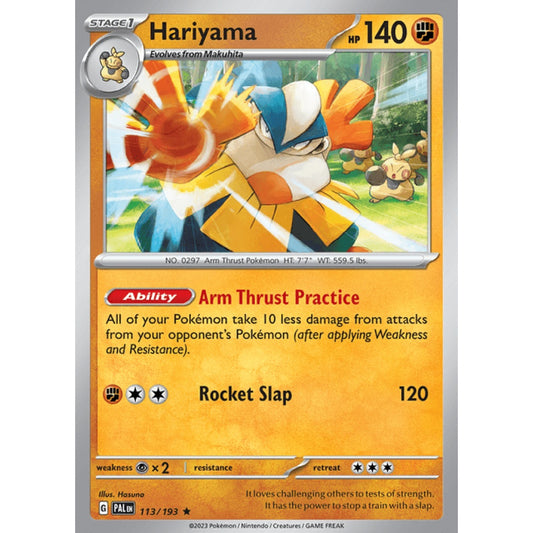 Hariyama Rare 113/193 Pokemon Card Game Paldea Evolved