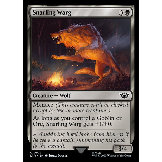 Snarling Warg, common, 109, Magic the Gathering, The Lord of the Rings: Tales of Middle-earth