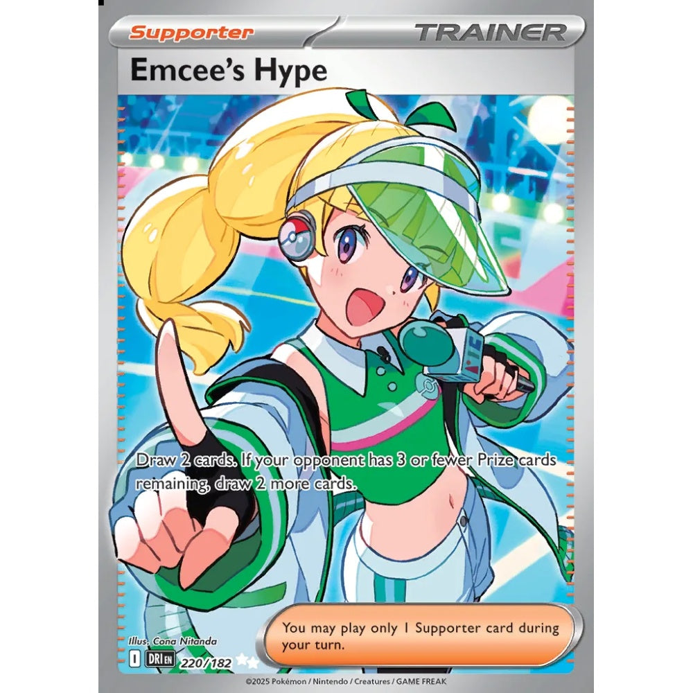 Emcee's Hype Ultra Rare 220/182 Pokemon Card Game Destined Rivals
