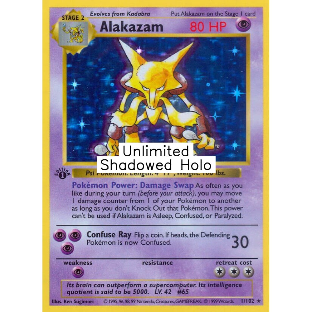Alakazam Holo Rare 1/102 Pokemon Card Game Base Set