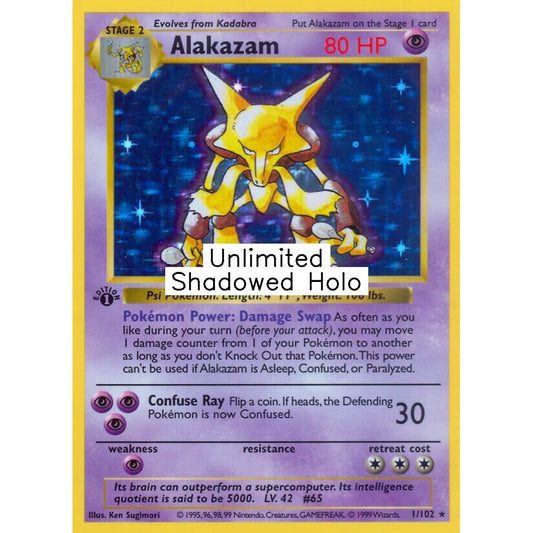 Alakazam Holo Rare 1/102 Pokemon Card Game Base Set