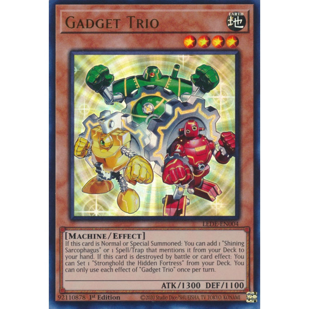 Gadget Trio LEDE-EN004 QCR Quarter Century Secret Rare Yu-Gi-Oh Legacy of Destruction in Art