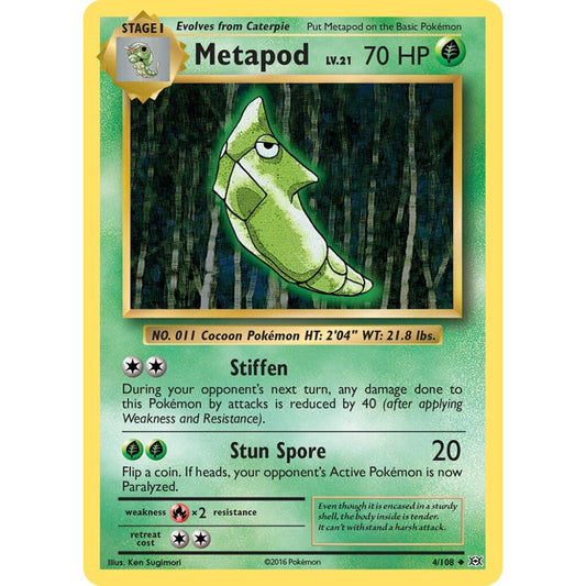 Metapod Uncommon 4/108 Pokemon Card Game Evolutions